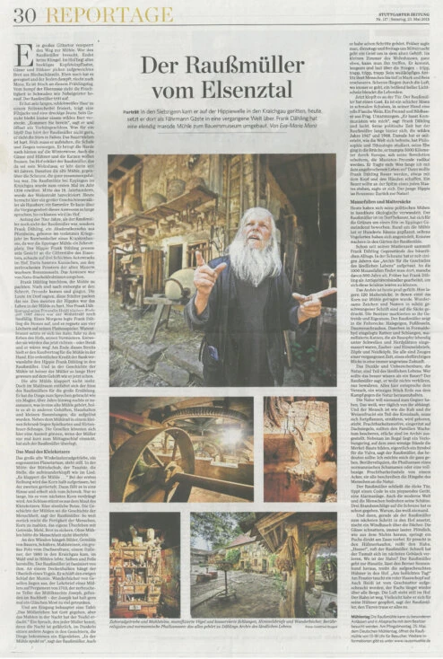 "Der Raußmüller vom Elsenztal" - ein Artikel aus der Stuttgarter Zeitung über Frank Dähling und die Raußmühle